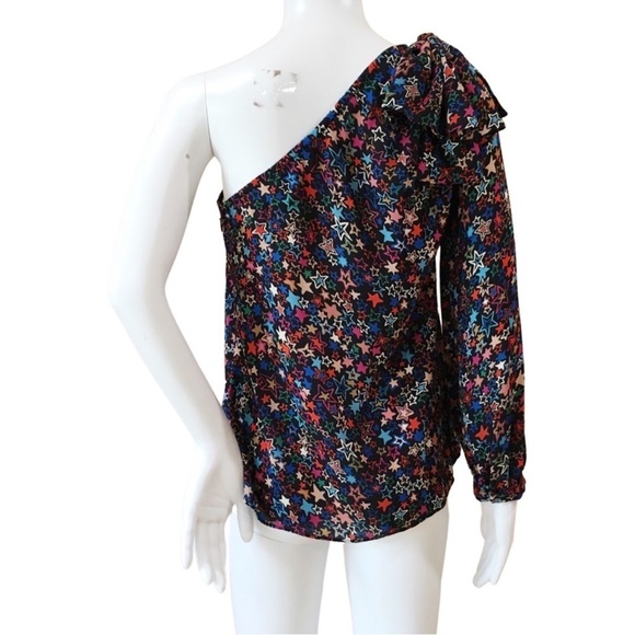 J.CREW Size 0 One Shoulder Star Print Blouse Multicolor Kaleidos - Picture 8 of 8